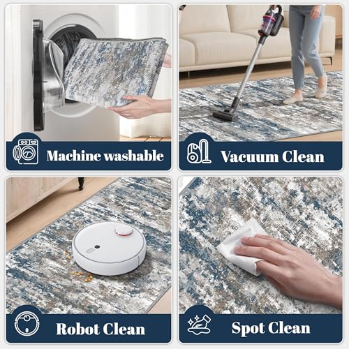 Entryway Runner Rug 2x4ft,Non Slip Carpet Runner,Multi | Machine Washable Runner Rug with Silicone Backing; Stain Resistant Surface for Entryways, Kitchens and High Traffic Areas - color: Abstract-multi, size: 2' x 4' (Runner)