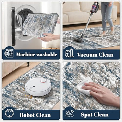 Entryway Runner Rug 2x4ft,Non Slip Carpet Runner,Multi | Machine Washable Runner Rug with Silicone Backing; Stain Resistant Surface for Entryways, Kitchens and High Traffic Areas - color: Abstract-multi, size: 2' x 4' (Runner)