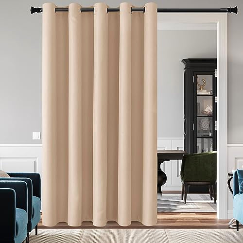 DWCN Beige Blackout Curtain Panel for Bedroom - Thermal Insulated Energy Saving Grommet Blackout Drapery for Patio Door, Room Divider Long Curtain, W72 by L72, 1 PC - color: Beige, size: 72"W x 72"L (Pack of 1)