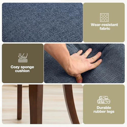 UVV Wooden Dining Chairs Set of 2, Mid Century Upholstered Dining Room Chair Kitchen Chairs, Chenille Dinner Chair with Solid Wood Legs for Kitchen Dining Room, Navy Blue - color: Navy Blue, size: Set of 2