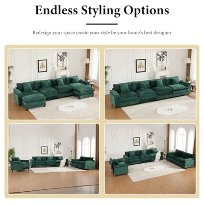 81.9" Oversized Green Loveseat Sofa, 2 Seater Large Sectional Couches for Living Room, Chenille Fabric Modular Sectional Sofa, Deep Seat Wide Armrest Home Sofas Set, Love Seat Couches - color: Wide Arm-green, size: 2 Seater