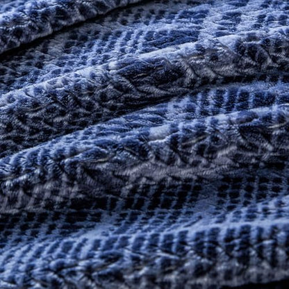 COOVA Fleece Bed Blanket Queen Size, Super Soft and Cozy 3D Jacquard Warm Blankets, Lightweight and Fuzzy Large Throw for Couch, Sofa, Chair, Giftable (Navy Blue, 90"x90") - color: Graphite Navy Blue, size: 90"x90"