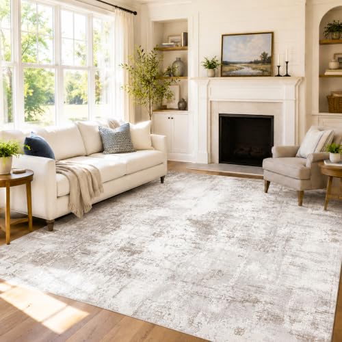 4x6 Area Rug Washable Non-Slip Living Room Rugs,Gary Area Rug | Soft Vintage Distressed Pattern Carpet for Bedroom Dining Room, Foldable Thin Floor Mat for High Traffic Areas - color: Gary, size: 4' x 6' (Rectangular)