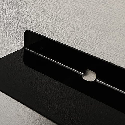 4 PCS Small Acrylic Floating Wall Shelves,9 Inch Adhesive Display Shelf for Nintendo Switch/Smart Speaker/Security Cameras/Action Figures,No Damage Expand Wall Space,Black - color: Black With Adhesive Tape and Screws