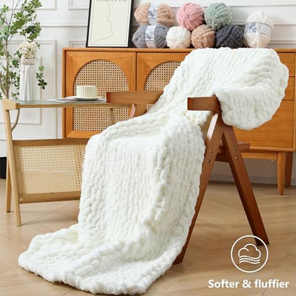 Cozyful Chunky Yarn for Hand Knitting - #10 Chunky Chenille Yarn, Jumbo Big Thick Chunky Yarns for Crocheting, Super Bulky Chunky Knit Blanket Yarns, 8 Skein (22 yds 8 oz Each Skein), Cream - color: Cream