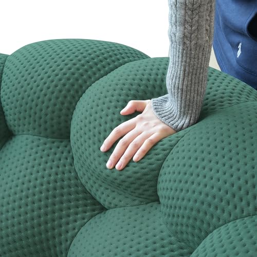 Modular Sectional Sofa,Bubble Couch Set,1 Seater+ Ottoman,Modern Upholstered Bean Bag Sofa Couch Mesh Fabric Lazy Floor Chair Living Roon Sets (Green) - color: Green, size: 48"+42"