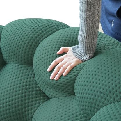 Modular Sectional Sofa,Bubble Couch Set,1 Seater+ Ottoman,Modern Upholstered Bean Bag Sofa Couch Mesh Fabric Lazy Floor Chair Living Roon Sets (Green) - color: Green, size: 48"+42"