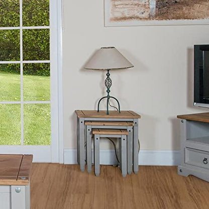 Wood Nest of 3 Tables Corona Gray - color: Grey