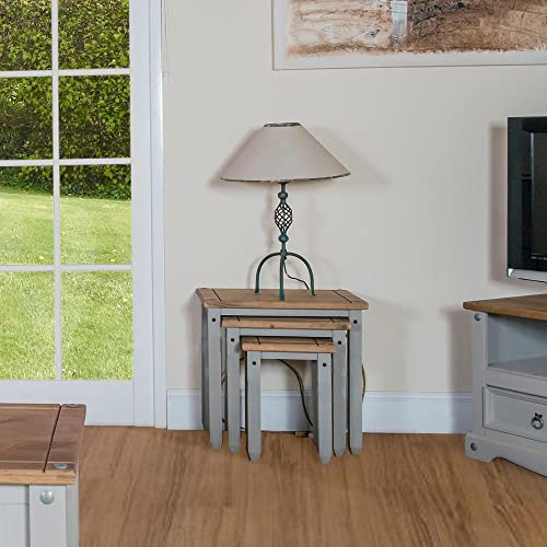 Wood Nest of 3 Tables Corona Gray - color: Grey
