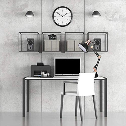PowerKing Metal Swing Arm Desk Lamps with Base & Clamp, Black Rose Gold | Adjustable Architect Lamp, On Off Switch, Fits E26 E27 Bulbs, Eye-Caring Reading Light, for Home Office Work Study - color: Black Rose Gold