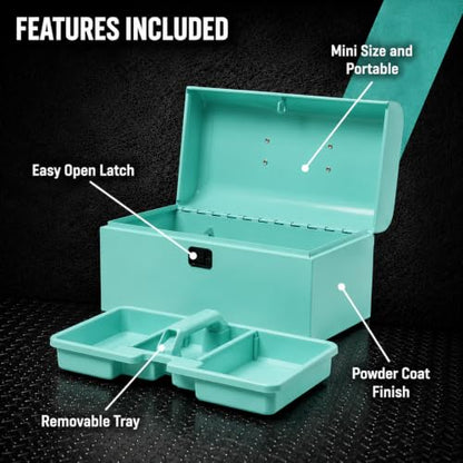 K.balt Retro Portable Mini Toolbox Teal Steel Tool Box - color: Teal, size: Retro