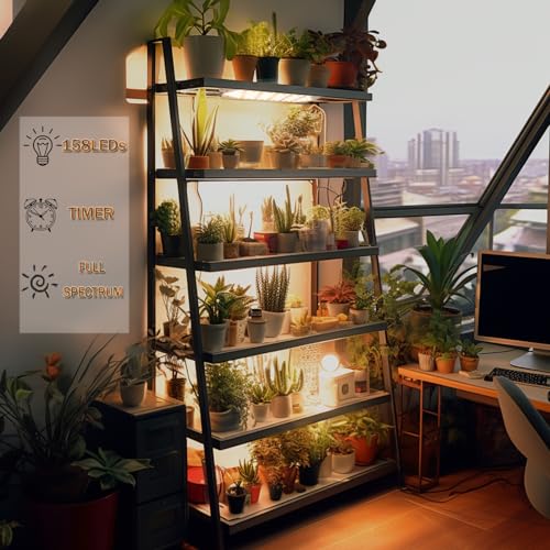 Grow Lights for Indoor Plants,Ultra-Thin Panel Grow Lamp,158LEDs Full Spectrum Grow Lights for Under Cabinet Plant, Grow Lamp with 3/9/12H Timer,10 Dimmable Levels for Plants Growing(2PCS) - color: 2pcs grow lights