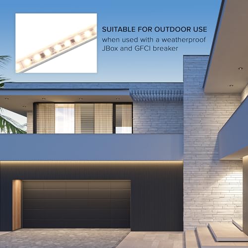 Maxxima 72 in. Hardwired LED Under Cabinet Strip Light, 2760 Lumens, 3000K | Warm White, Kitchen and Living Room 120V White Cove Lighting, No Power Supply Needed - size: 72 Inch