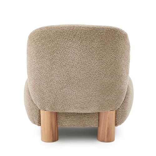 Christopher Knight Home Modern Low Profile Accent Chair for Living Room, Boucle Upholstered Armless Chair with Rubberwood Legs, Comfy Lounge Armchair, Plush Cloud-Like Seating for Bedroom, Light Brown - color: Light Brown