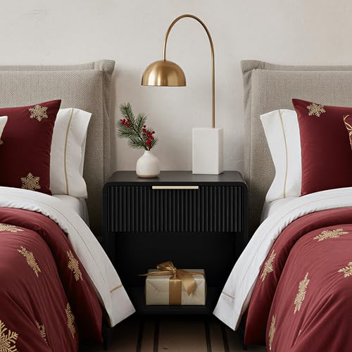 Lab Cosi Nightstand,Night Stand with Drawer Storage,18.9" W Modern Bedside Table,Fluted Night Tables with Handle,Bedside End Table for Bedroom Living Room Sofa Office - size: 18.9"W × 15.7"D × 23.6"H