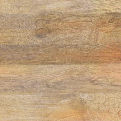 SIMPLIHOME Rayburn 38" Wide Solid Mango Wood Drum Coffee Table in Natural | Modern industrial coffee table with black metal legs and a large surface; round cocktail table or center table. - color: Refined Natural