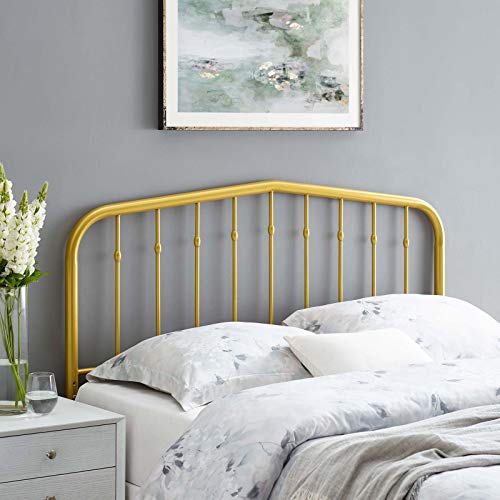 Modway Lennon Modern Farmhouse Metal Queen Headboard in Gold - color: Gold, size: Queen