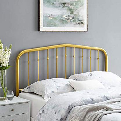 Modway Lennon Modern Farmhouse Metal King Headboard in Gold - color: Gold, size: King