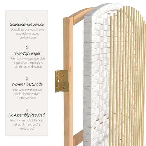 Red Lantern 2 ft. Short Diamond Weave Fiber Folding Screen - White - 6 Panel - color: White, size: 6 Panel