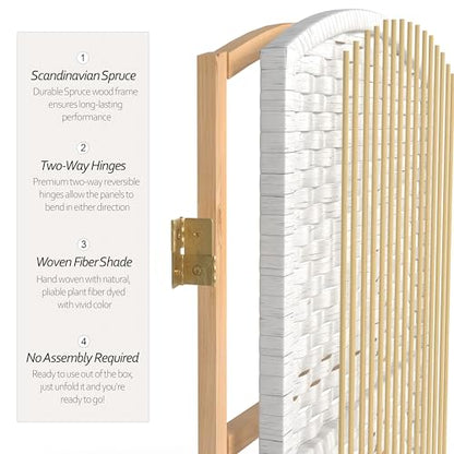 Red Lantern 2 ft. Short Diamond Weave Fiber Folding Screen - White - 8 Panel - color: White, size: 8 Panel