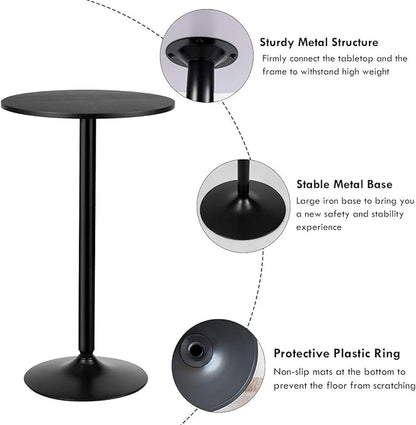 Two-in-one Adjustable Height Bar Tables, 24-inch Round Cocktail Table with Sturdy Metal Base, 40"/22" Two Convertible Height High Top Pub Table for Home Bar, Restaurant Bistro (2, Black) - color: Black, size: Diameter：23.99‘’