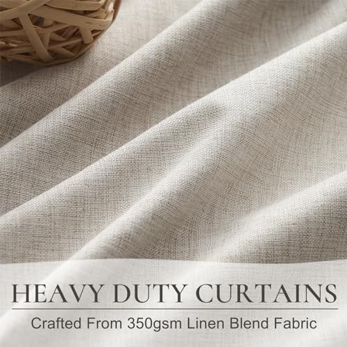 Natural Linen Pinch Pleated Blackout Curtains & Drapes 96 Inch Long Bedroom/Livingroom Farmhouse Curtains 2 Panel Sets, Neutral Track Room Darkening Thermal Insulated 8ft Back Tab Window Curtain - color: Natural, size: 40"W x 96"L (Pack of 2)