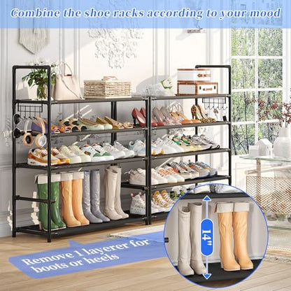 Simple Trending Tall Shoe Rack Storage Holds 40 Pairs, 10 Tier Shoe Organizer Shelf Large Capacity for Entryway Closet, Black | Storage Holds 40 Pairs, Large Capacity, For Entryway Closet - size: 10 Tiers Wide, Black
