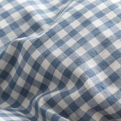 MKXI Blue and White Gingham Duvet Cover Twin Size, 3-Piece Bedding Set with Ruffles - 100% Soft Washed Cotton, Crisp Breathable - Nautical Coastal Classic Style Comforter Cover - color: 002 Ruffle- Blue Gingham, size: Twin