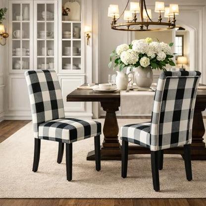 HomePop Parsons Dining Chair - Black Plaid (Set of 2) - color: Black Plaid(set of 2), style: Pack of 2