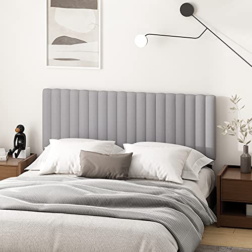 Furinno Roanne Upholstered Tufted Headboard, Queen, Glacier - color: Glacier, style: Queen-Lines
