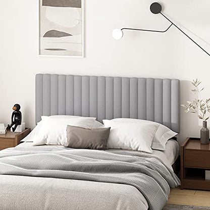 Furinno Roanne Upholstered Tufted Headboard, Queen, Glacier - color: Glacier, style: Queen-Lines