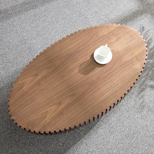 43.7'' Round Coffee Table for Living Room,Modern Handcraft Drum Coffee Table Wood Small Coffee Table with Sturdy Pedestal,Wanult - color: Walnut, size: 43.7"x24.8"x13.38"