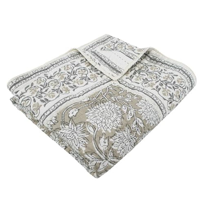 Levtex Home - Adare Taupe - Throw - Bordered Floral - Taupe, Grey and Cream -Quilted Throw (50x60in.) - Cotton - color: Taupe