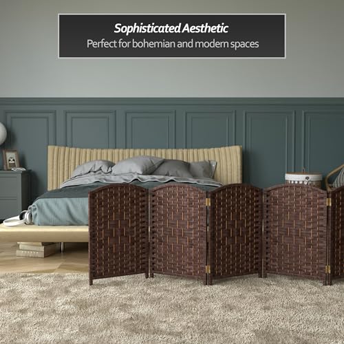 Red Lantern 2 ft. Short Diamond Weave Fiber Folding Screen - Dark Mocha - 6 Panel - color: Dark Mocha, size: 6 Panel
