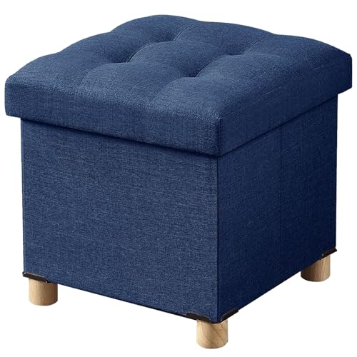 BRIAN & DANY Ottoman with Storage, Square Small Storage Ottoman Foot Rest with Legs, Ottomans Foot Stool for Dorm, Living Room, Entryway 15"x15"x15" (Blue) - color: Blue, size: 15"D x 15"W x 15"H