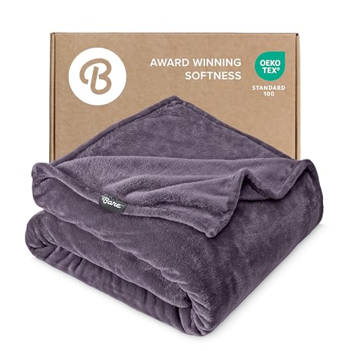 Bare Home Fleece Blanket Luxury Microplush (Full/Queen, Eggplant) | Ultra-Soft Lightweight Blanket for Bed, Sofa, and Couch, Cozy & Warm Blanket - color: 15 - Eggplant, size: Full/Queen