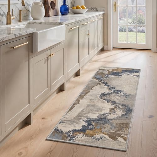 BEIMO 5X7 Modern Abstract Area Rug, Washable Non Slip Soft Living Room Rug | Artistic Rug in Dusty Beige, Soft Faux Wool Rug for Bedroom and Dining Room, Non-Shedding, Easy Care, Lightweight, Low Pile - color: Dusty Beige-1, size: 5' x 7' (Rectangular)
