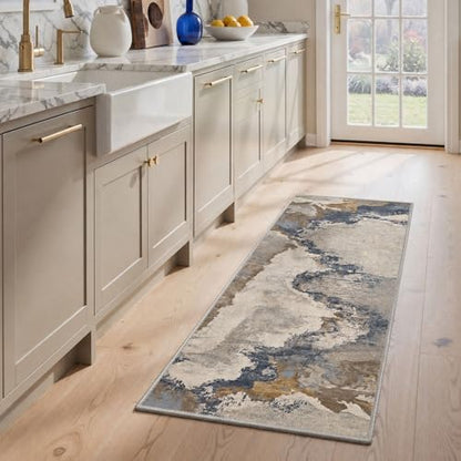BEIMO 5X7 Modern Abstract Area Rug, Washable Non Slip Soft Living Room Rug | Artistic Rug in Dusty Beige, Soft Faux Wool Rug for Bedroom and Dining Room, Non-Shedding, Easy Care, Lightweight, Low Pile - color: Dusty Beige-1, size: 5' x 7' (Rectangular)