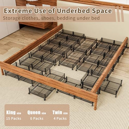 Under Bed Storage with Wheels, 31.5in / 35L Large Rolling Underbed Storage, Underbed Drawer on Wheels, Tool-free Assembly Metal Under Bed Drawers Organizer Container for Bedroom Shoes Clothes Toys - size: 2 Pack (31.5×15.7")