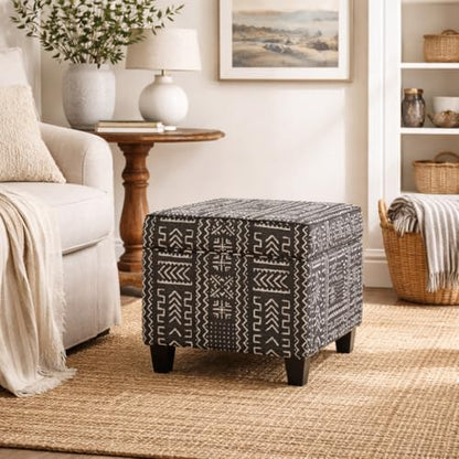 HomePop 18" Classic Square Storage Ottoman - Onyx - color: Onyx