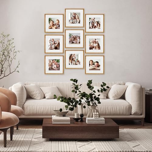 Sheffield Home 9 Piece Gallery Wall Frame Set, 12x12 Inch, Antique Bronze - color: Bronze, size: 12x12 Inch