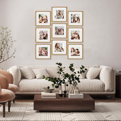Sheffield Home 9 Piece Gallery Wall Frame Set, 12x12 Inch, Antique Bronze - color: Bronze, size: 12x12 Inch