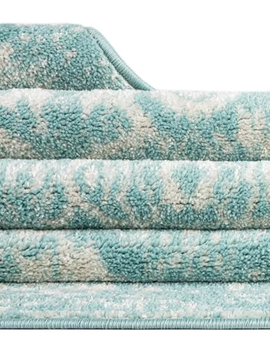 Rugs.com - Arlington Rug – 6 Ft Runner Aqua Coastal Runner Rug – for Hallways, Kitchens, and Entryways - color: Aqua, size: 2' x 6' (Runner)