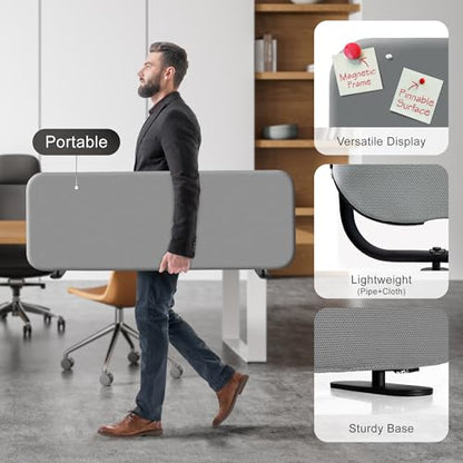 DECOLAB Desk Dividers, Portable Table Partition Panel 48"x18", Steel | Freestanding Tabletop Screen. For Office, Workspace, Classroom, Student. No Drill. - color: Steel