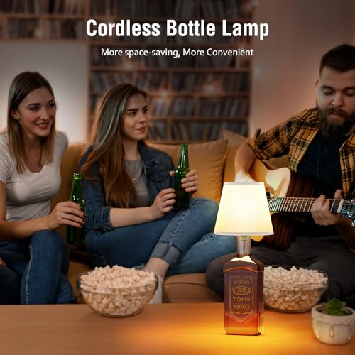 Cordless LED Bottle Lamp 5000mAh Battery Portable Wireless Table Lamp Wine Bottle Lamp for Indoor Outdoor Dining Bedroom with Remote (White, 2 Pack) - color: White, size: 2 Pack