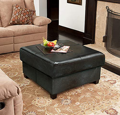 GLAXYFUR Square Storage Ottoman, Cube Ottoman with Legs, Leather Foot Stool | Footrest, PU Leather Ottoman with Storage, Upholstered Folding Bench for Living Room, Bedroom - color: 23.6" Black
