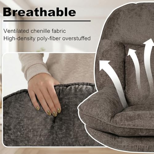 GINGO 24" High Back Swivel Accent Chair Set of 2 for Living Room, Brown | Large Accent Chair, Comfy Reading Chair Oversized, Slightly Rocking Upholstered Armchair, Ergonomic Fabric Modern Chair - color: Brown