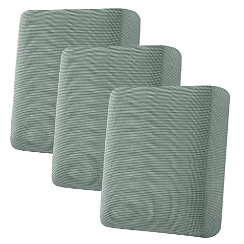 H.VERSAILTEX Super Stretch Individual Seat Cushion Covers Sofa Covers Couch Cushion Covers Slipcover Sets Thick Jacquard Textured Twill Fabric (3 Piece Sofa Cushion Covers, Sage) - color: Sage, size: 3 Cushion Sofa