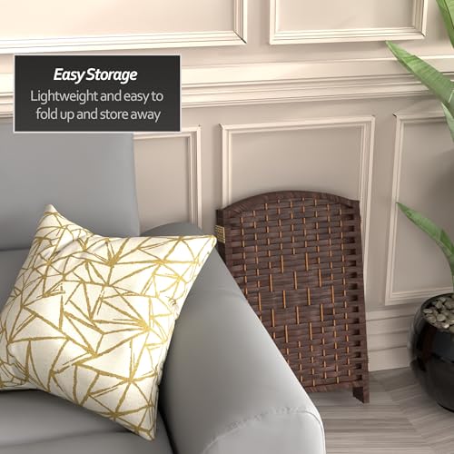 Red Lantern 2 ft. Short Diamond Weave Fiber Folding Screen - Dark Mocha - 4 Panel - color: Dark Mocha, size: 4 Panel