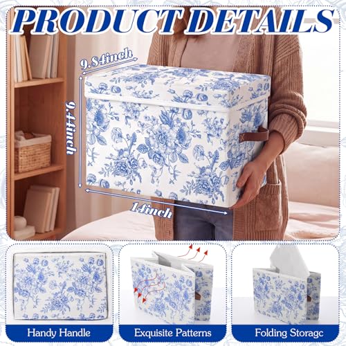 2 Pack Large Storage Bins, Lidded, 14x10x9.5 Inch, Blue - size: 14x10x9.5 Inch, style: Lidded